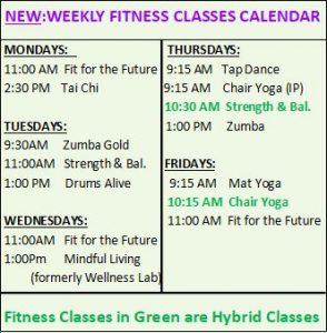 January 2025 Weekly Fitness Classes Calendar