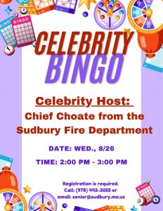 Celeb Bingo with Chief Choate from the Sudbury Fire Department